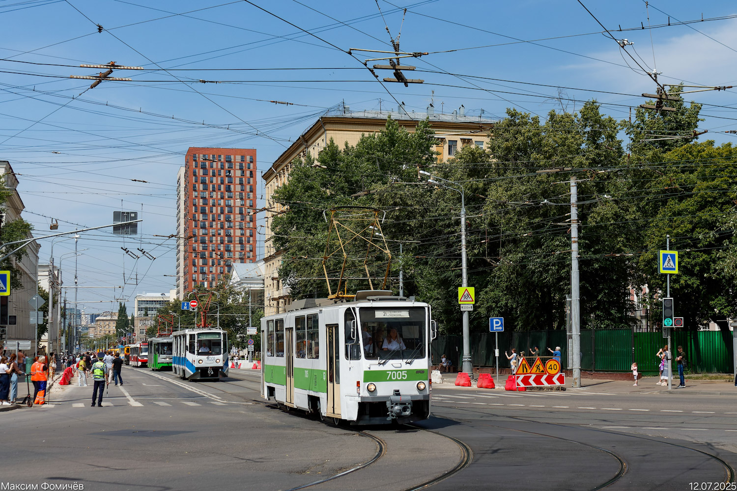 Москва, Tatra T7B5 № 7005; Москва — День Московского транспорта — 2025 (ночные репетиции парада трамваев 05.07.2025 и 10.07.2025, парад и выставка трамваев 12.07.2025)