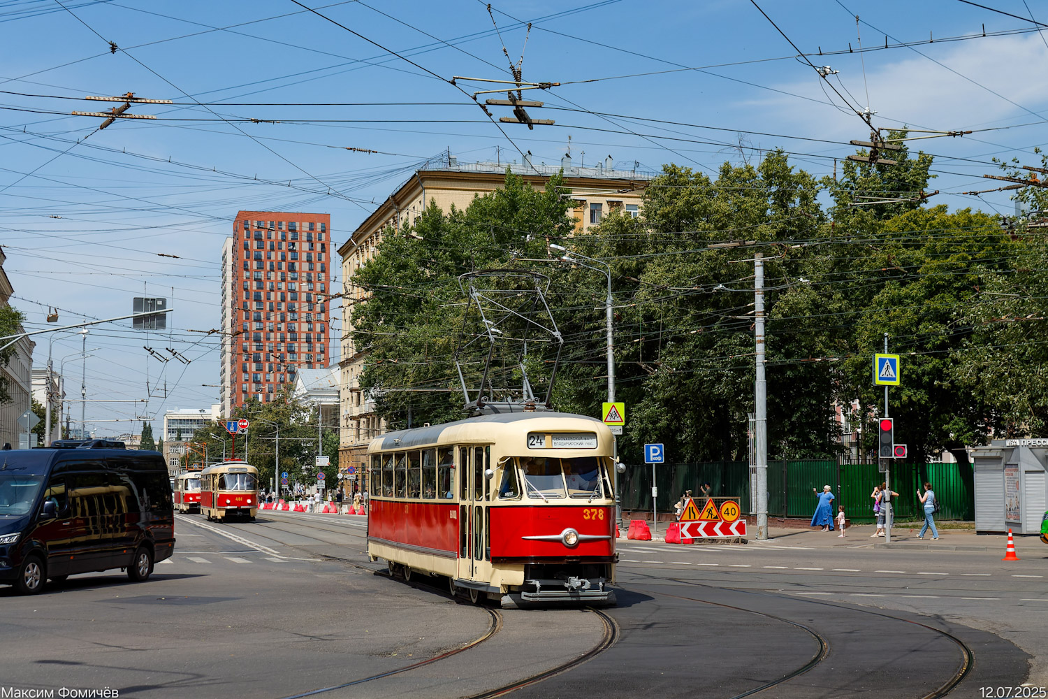 Москва, Tatra T2SU № 378; Москва — День Московского транспорта — 2025 (ночные репетиции парада трамваев 05.07.2025 и 10.07.2025, парад и выставка трамваев 12.07.2025)