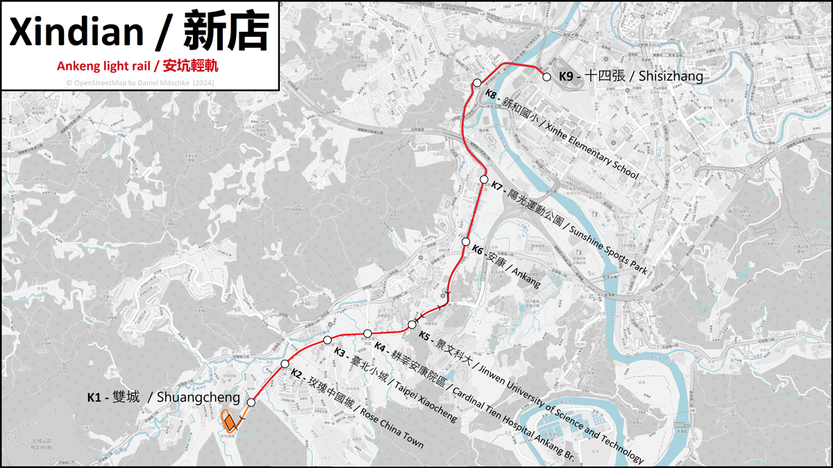 Taipei — Maps（地圖）; Taipei — Tram lines: K — Ankeng light rail（安坑輕軌）
