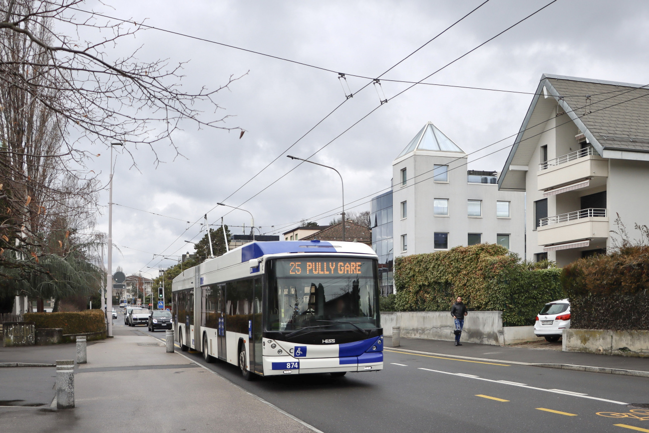 Лозанна, Hess SwissTrolley 4 (BGT-N2D) № 874