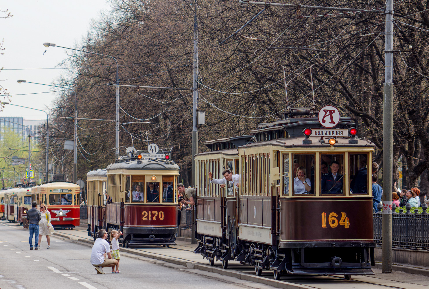 Москва, Ф (Мытищинский) № 164; Москва — Празднование 126-летия Московского трамвая (репетиция парада 02.04.2025, парад и выставка трамваев 19.04.2025)