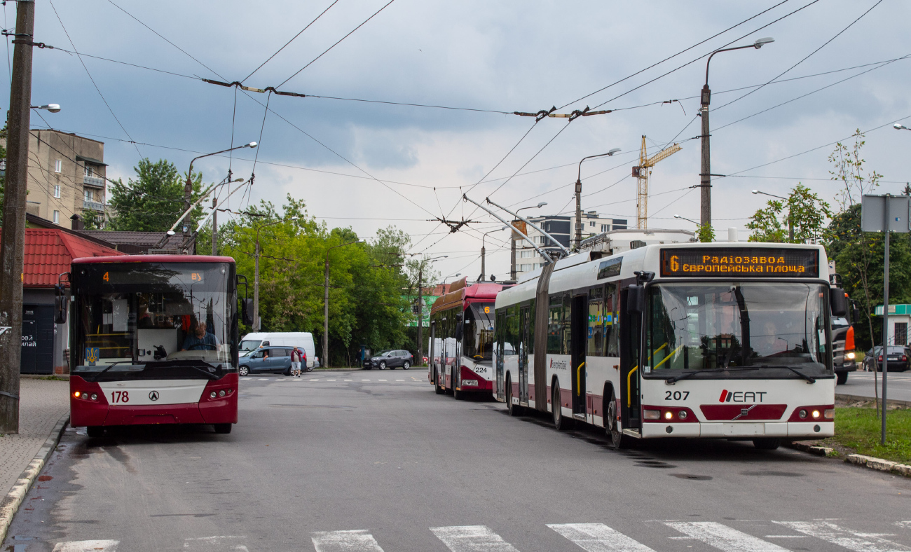 Ивано-Франковск, ЛАЗ E183D1 № 178; Ивано-Франковск, Volvo V 7000 AT № 207