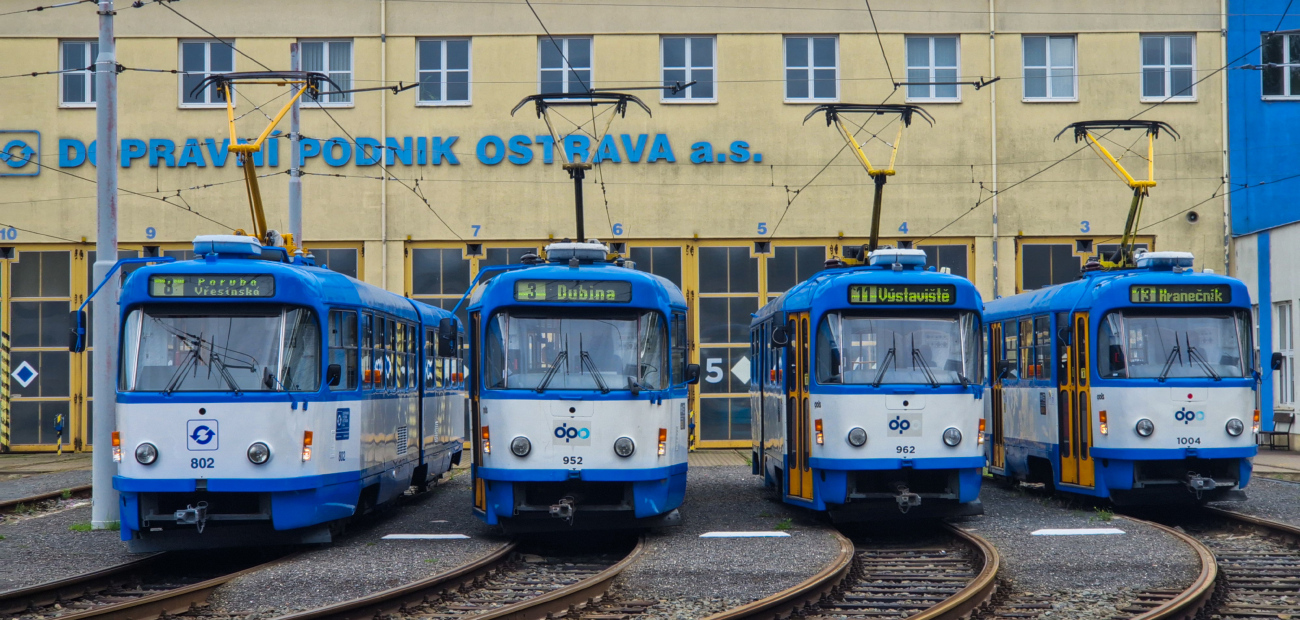 Острава, Tatra K2R.P № 802; Острава, Tatra T3R.P № 952; Острава, Tatra T3R.P № 962; Острава — Трамвайное депо: Moravská Ostrava — Křivá