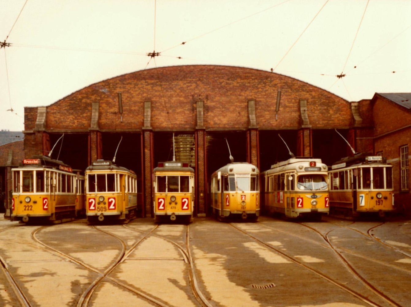 Kopenhagen, 2-axle motor car Br. 222; Kopenhagen, KS Lunding 4-axle motor car Br. 509; Kopenhagen, KS 2-axle motor car Br. 479; Kopenhagen, KS Dukke Lise 4-axle motor car Br. 707; Kopenhagen, Duewag GT6 Br. 849; Kopenhagen, Scandia 2-axle motor car Br. 197