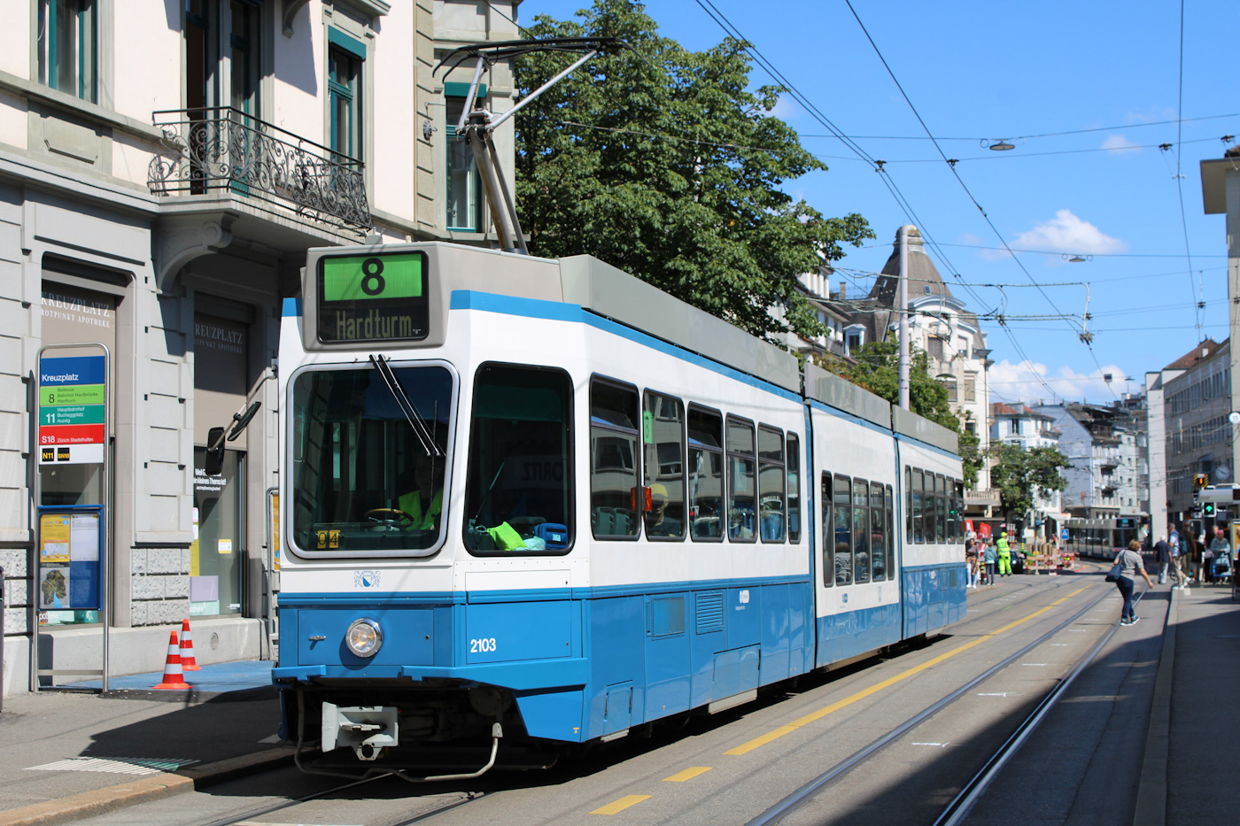 Цюрих, SWP/SIG/ABB Be 4/8 "Tram 2000 Sänfte" № 2103