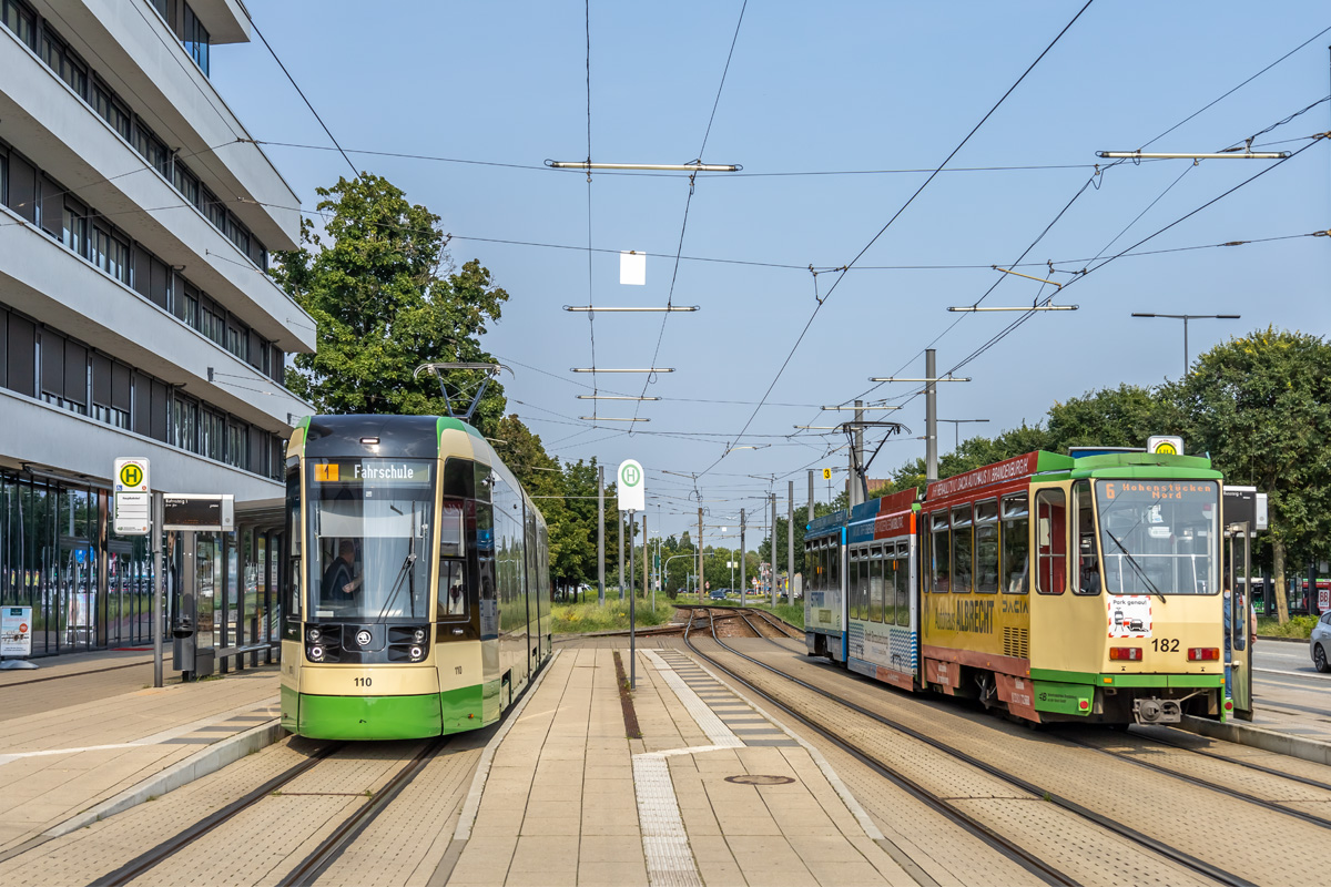 Brandenburg an der Havel, Škoda 48T ForCity Plus č. 110; Brandenburg an der Havel, Tatra KTNF6-B č. 182