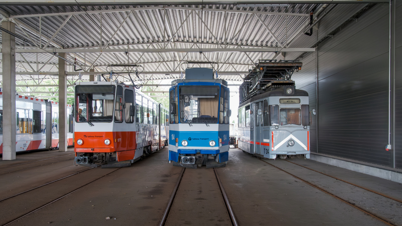 Таллин, Tatra KT4D № 177; Таллин, Tatra KT4SU № 104; Таллин, Gotha T57 № Т-24