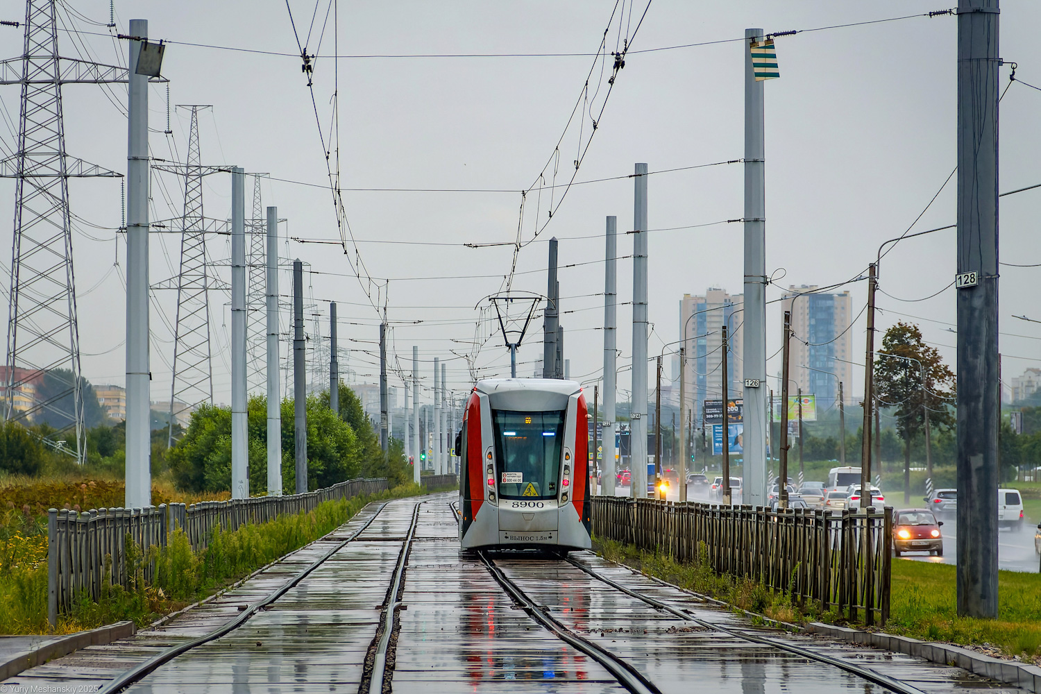 Санкт-Петербург, 71-801 (Alstom Citadis 301 CIS) № 8900; Санкт-Петербург — Трамвайные линии и инфраструктура