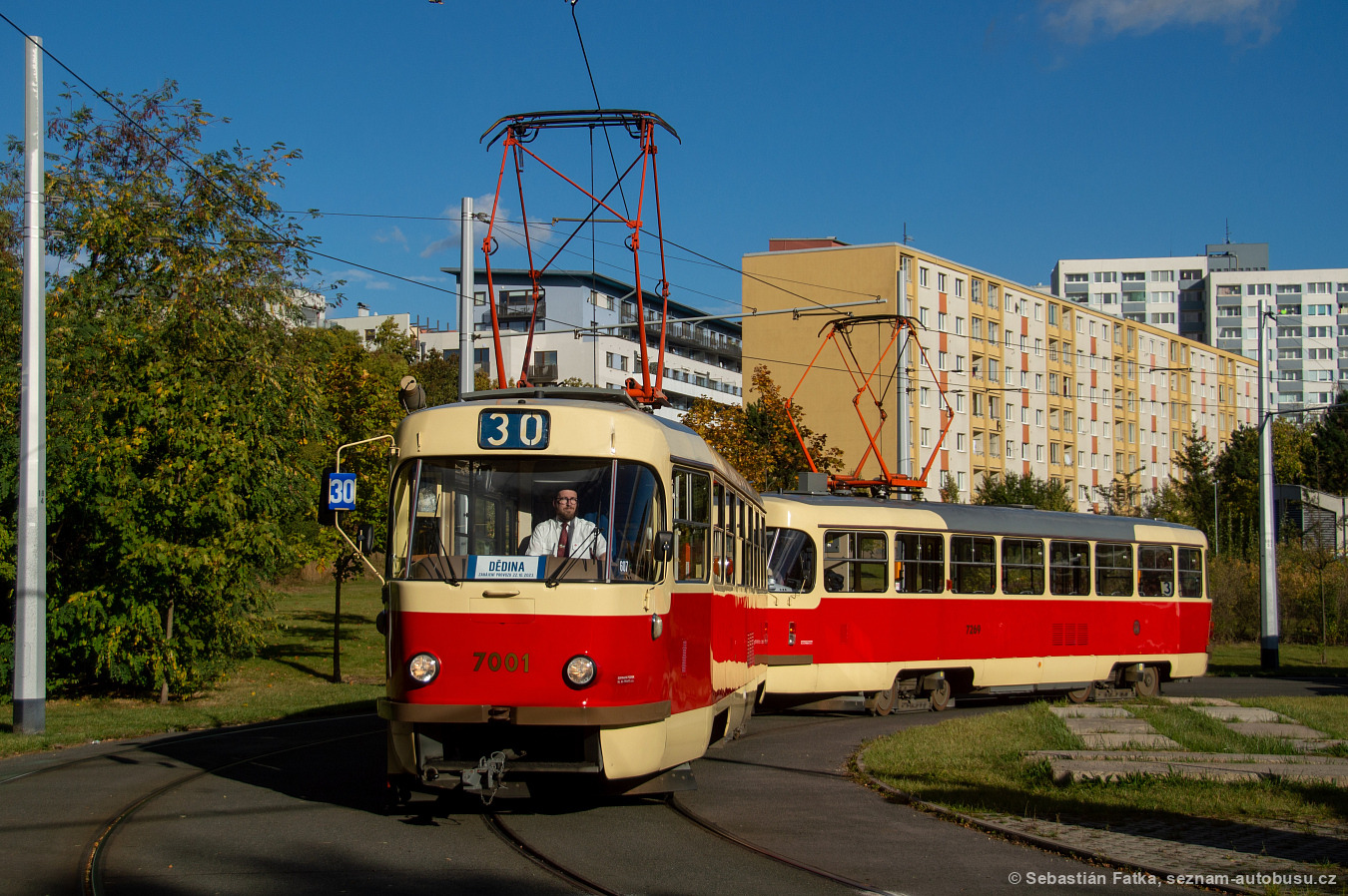 Прага, Tatra T3SU № 7001; Прага — Строительство и oткрытие новой трамвайной линии Divoká Šárka — Dědina Прага, Tatra T3SU № 7001; Прага — Строительство и oткрытие новой трамвайной линии Divoká Šárka — Dědina