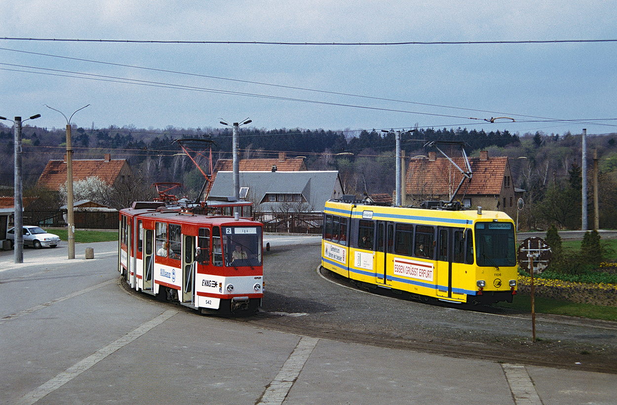 Erfurt, Tatra KT4D # 542; Erfurt, Duewag M8C # 1106; Erfurt — M8C Vehicles of EVAG Essen on Loan (April 1990 — April 1991); Erfurt — Old photos