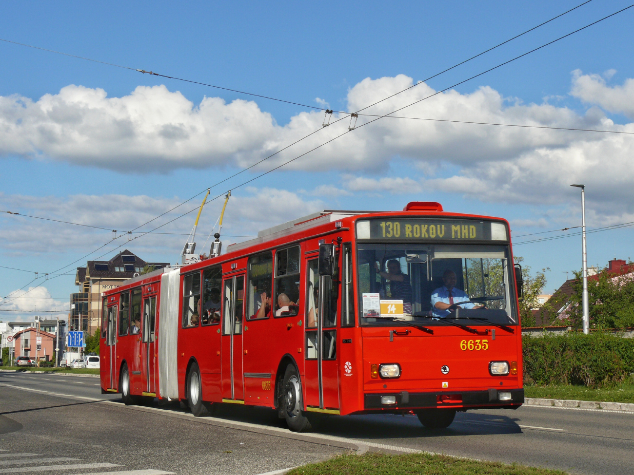 Pozsony, Škoda 15Tr13/6M — 6635; Pozsony — 130th anniversary of public transport