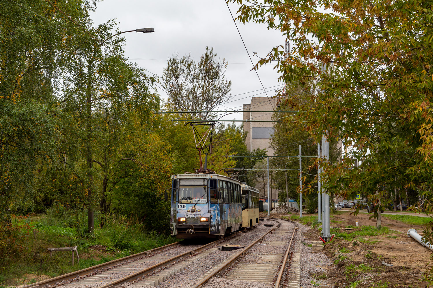 Yaroslavl, 71-605 (KTM-5M3) Br. 129; Yaroslavl — Reconstruction of the tram lines under the concession agreement. Stage #2