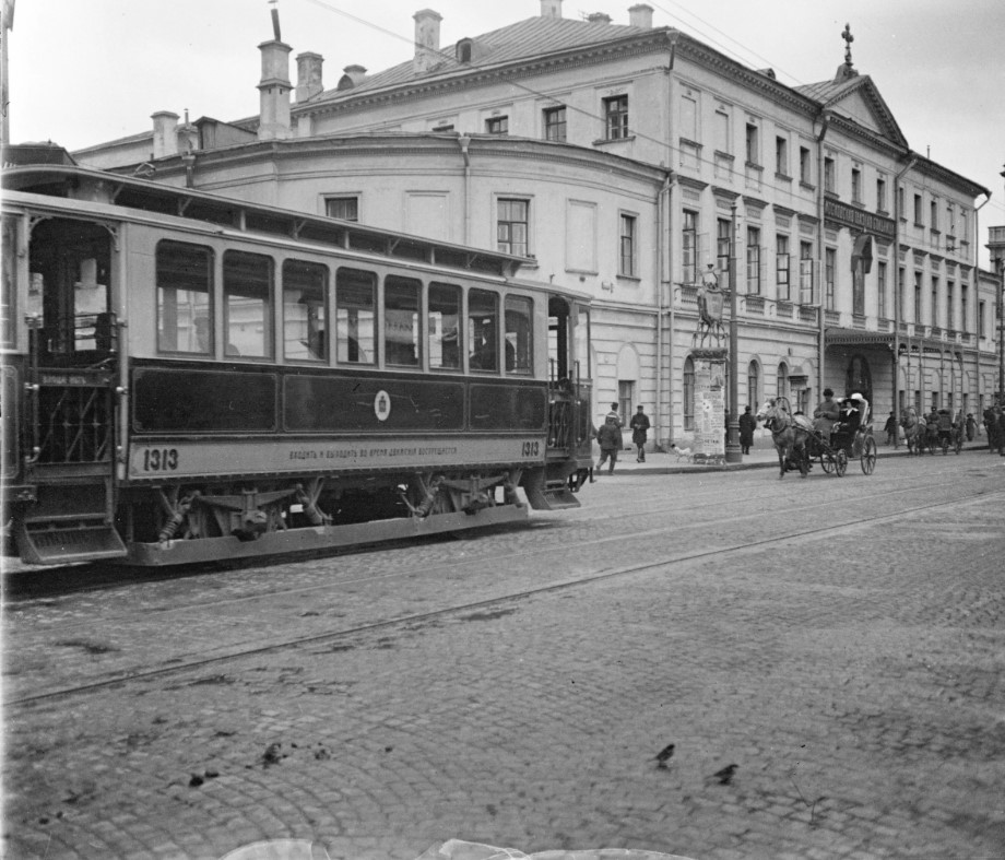Moskwa, Dvigatel 2-axle trailer car Nr 1313; Moskwa — Historical photos — Electric tramway (1899-1920) Moskwa, Dvigatel 2-axle trailer car Nr 1313; Moskwa — Historical photos — Electric tramway (1899-1920)