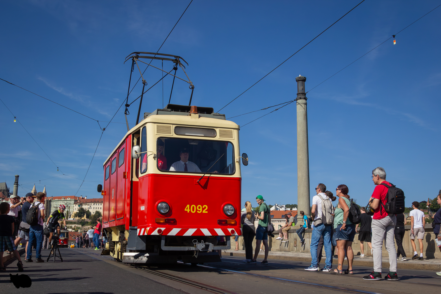 Prága, Schörling 2-axle service car — 4092; Prága — 150th anniversary of Prague's urban transport