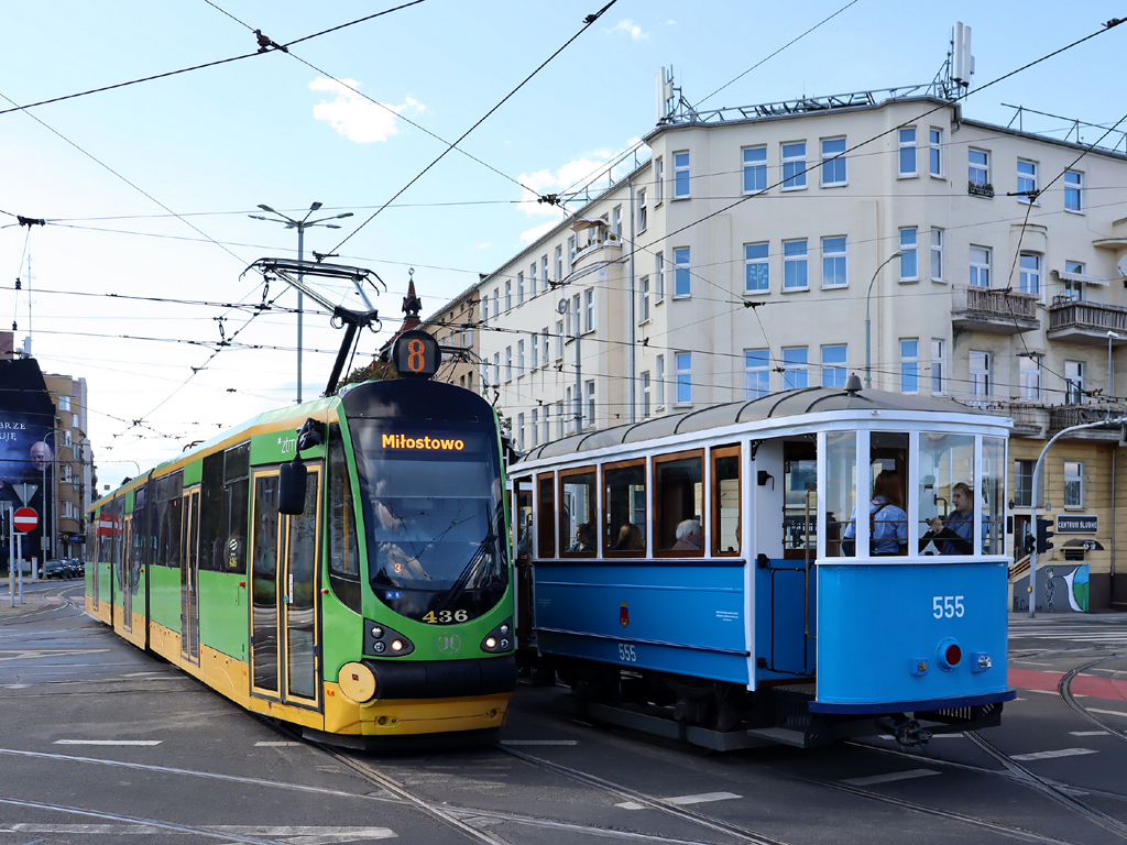 Познань, Modertrans Moderus Beta MF 02 AC № 436; Познань, MPK/MAN PN3 № 555 Познань, Modertrans Moderus Beta MF 02 AC № 436; Познань, MPK/MAN PN3 № 555