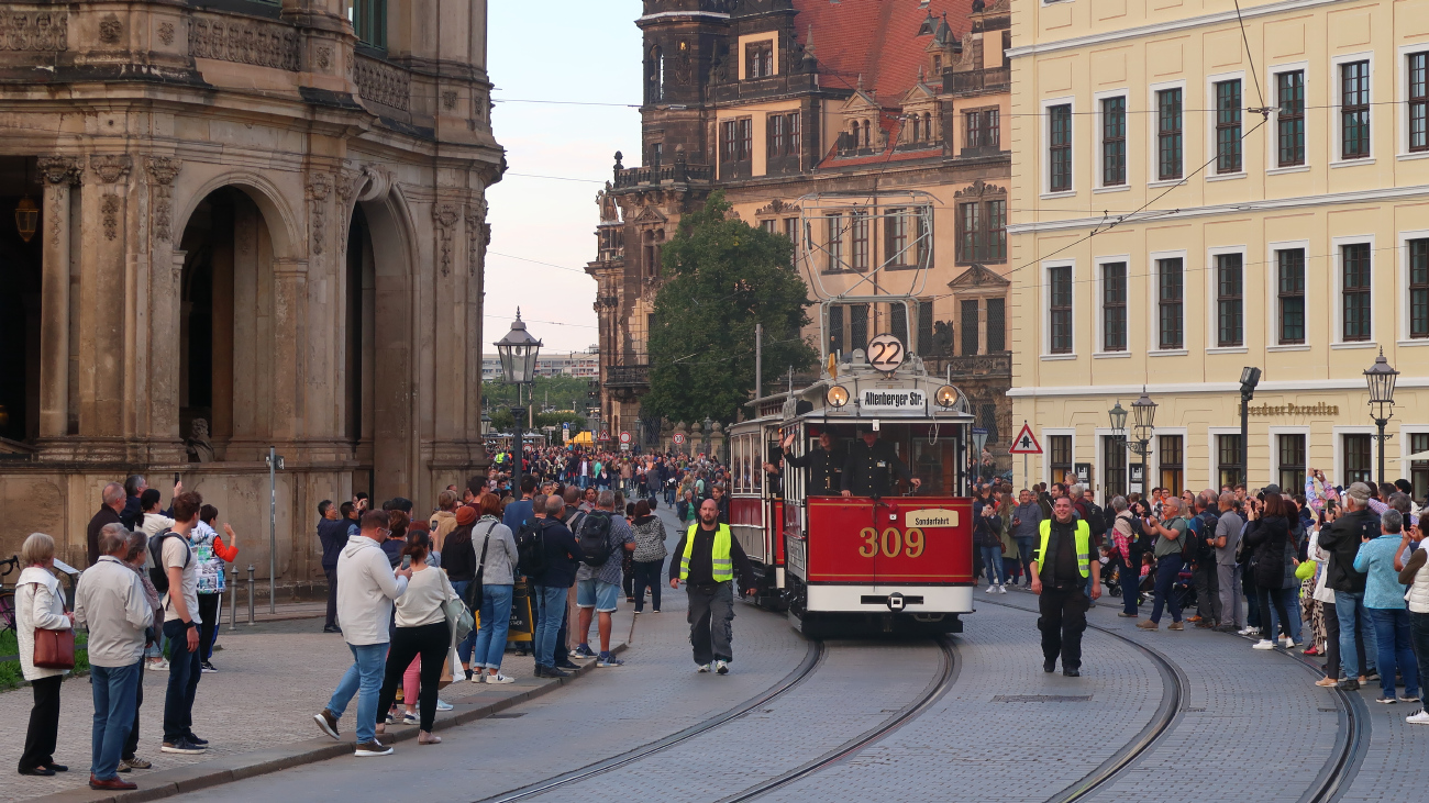 Dresden, Berolina 2-axle motor car № 309 (201 301); Dresden — 150th anniversary of Dresden trams (24.09.2022)