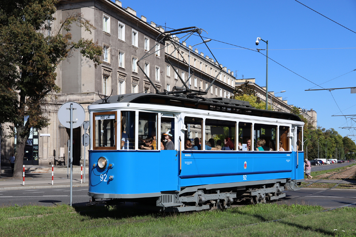 Krakov, MAN 4-axle motor car č. 92; Krakov — 150th anniversary of city transport