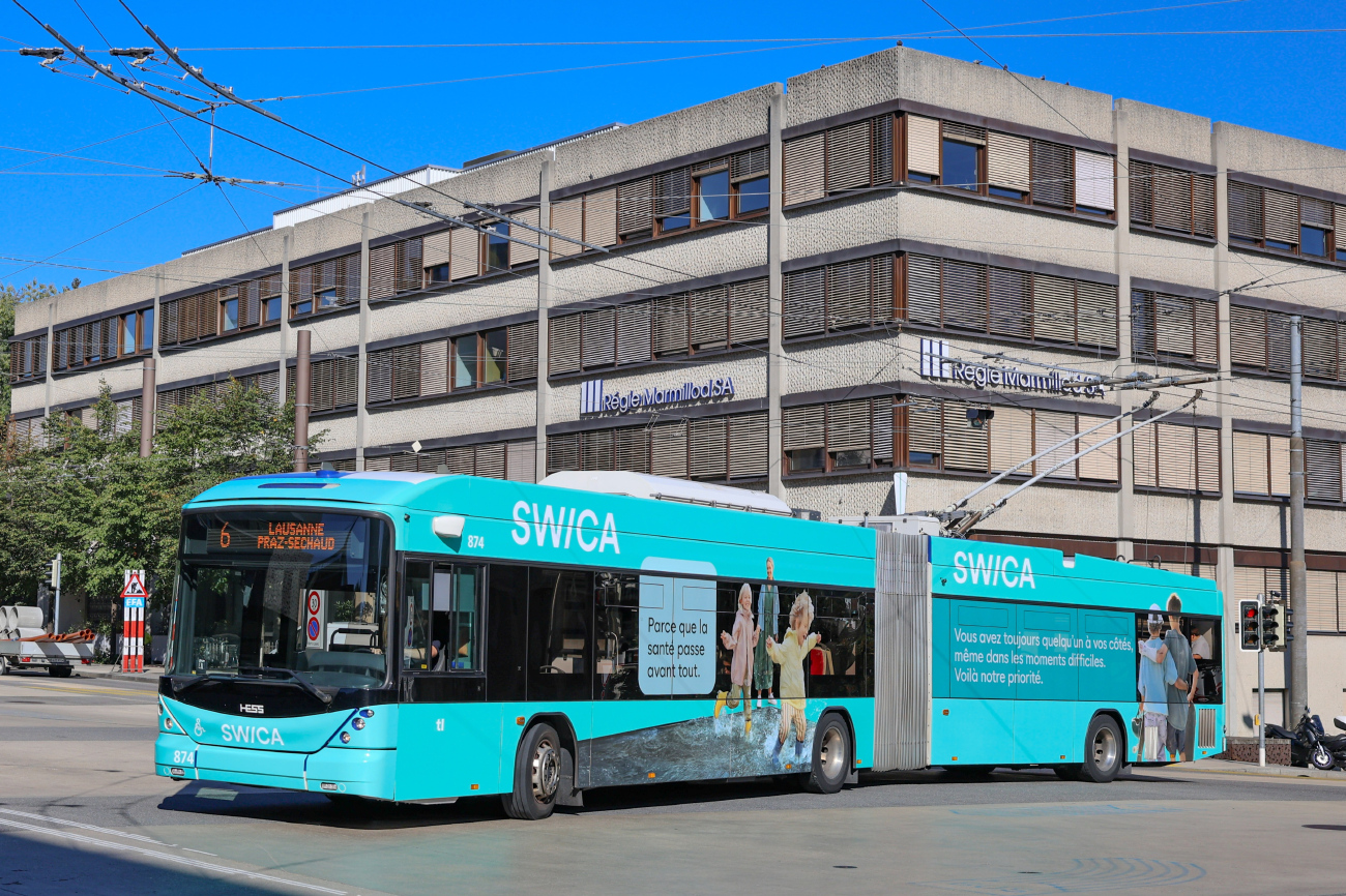 Лозанна, Hess SwissTrolley 4 (BGT-N2D) № 874