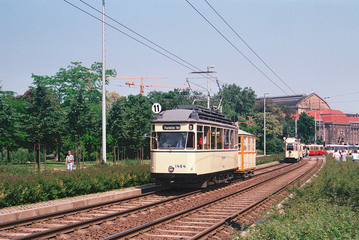 Leipzig, Dessau 2-axle motor car č. 1464; Leipzig — 100 years of electric trams in Leipzig (June 8, 1996)