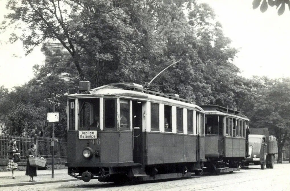 Teplice, KPS 2-axle motor car č. 46; Teplice — Old photos Teplice, KPS 2-axle motor car č. 46; Teplice — Old photos