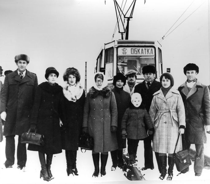 Старый Оскол, 71-605 (КТМ-5М3) № 1; Старый Оскол — Исторические фотографии [1976-2003]; Старый Оскол — Обкатка первой очереди скоростного трамвая — 6 ноября 1980 года