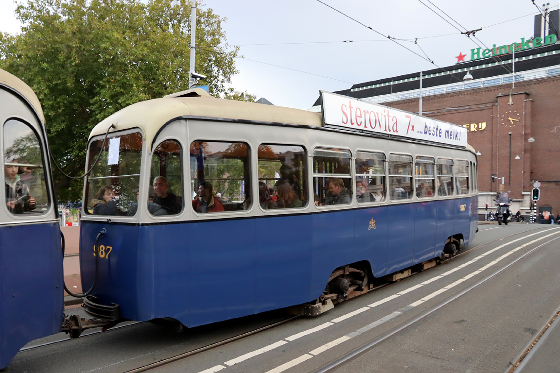 Amsterdam, Werkspoor 3-axle trailer car № 987; Amsterdam — 50th anniversary of Museumtramlijn Amsterdam