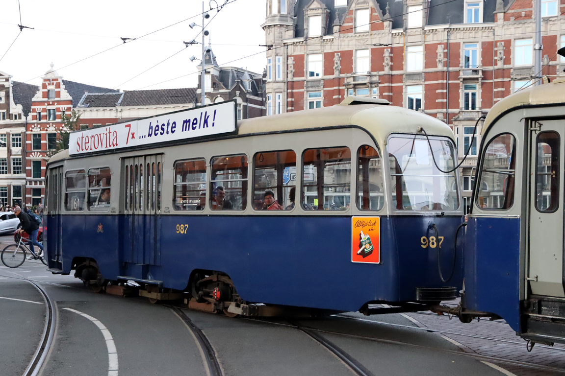 Amsterdam, Werkspoor 3-axle trailer car č. 987; Amsterdam — 50th anniversary of Museumtramlijn Amsterdam