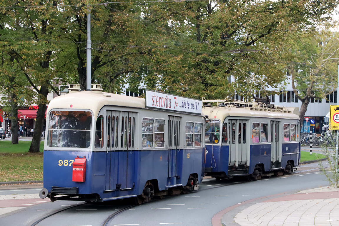 Amsterdam, Werkspoor 3-axle trailer car č. 987; Amsterdam — 50th anniversary of Museumtramlijn Amsterdam