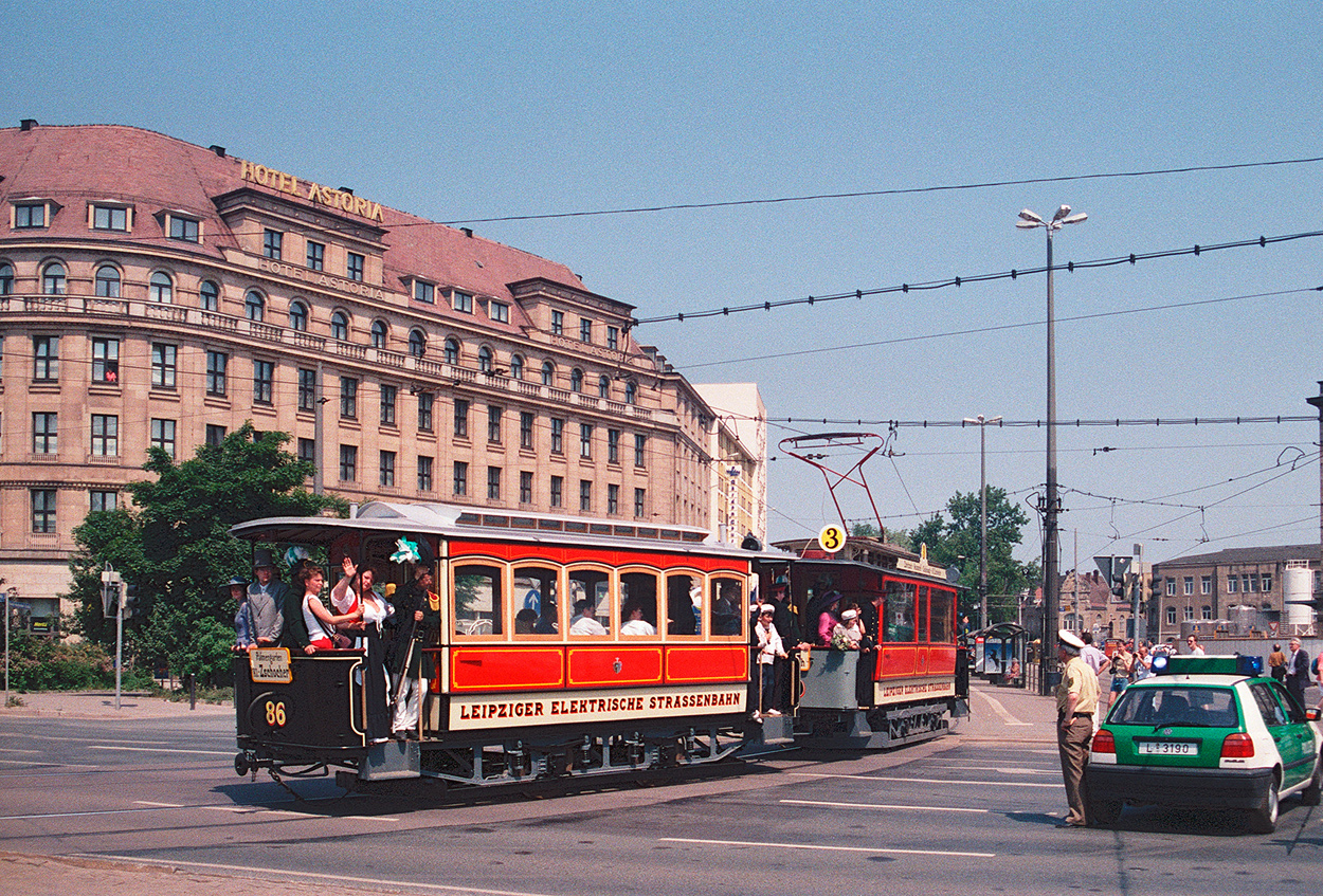 Leipzig, Steinfurt 2-axle trailer car N°. 86; Leipzig — 100 years of electric trams in Leipzig (June 8, 1996)
