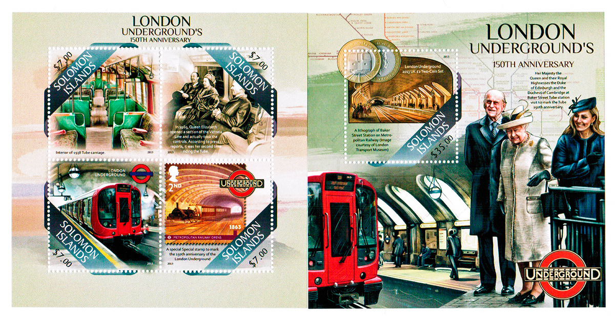 Великий Лондон — Метрополитен — Линии и станции; Поштові марки