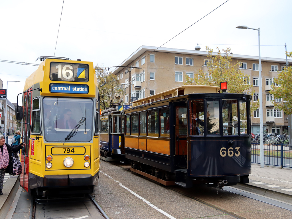 Amsterdam, LHB 9G № 794; Amsterdam, Werkspoor 2-axle trailer car № 663; Amsterdam — 50th anniversary of Museumtramlijn Amsterdam