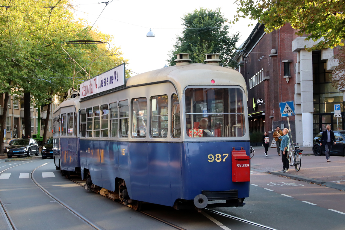 Амстердам, Трёхосный прицепной Werkspoor № 987; Амстердам — 50 лет Museumtramlijn Amsterdam