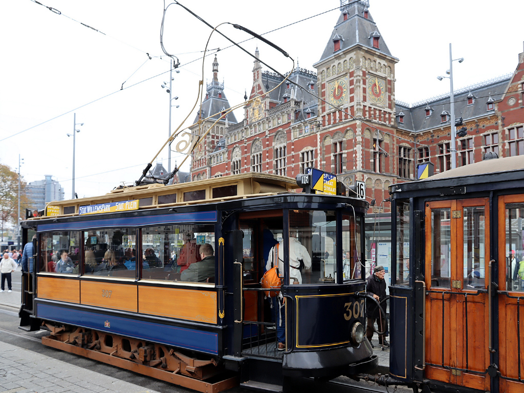 Amsterdam, Werkspoor 2-axle motor car č. 307; Amsterdam — 50th anniversary of Museumtramlijn Amsterdam