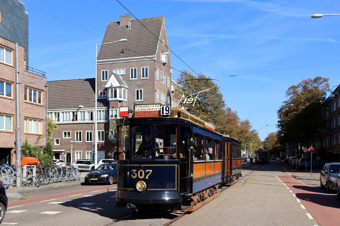 Amsterdam, Werkspoor 2-axle motor car N°. 307; Amsterdam — 50th anniversary of Museumtramlijn Amsterdam Amsterdam, Werkspoor 2-axle motor car N°. 307; Amsterdam — 50th anniversary of Museumtramlijn Amsterdam