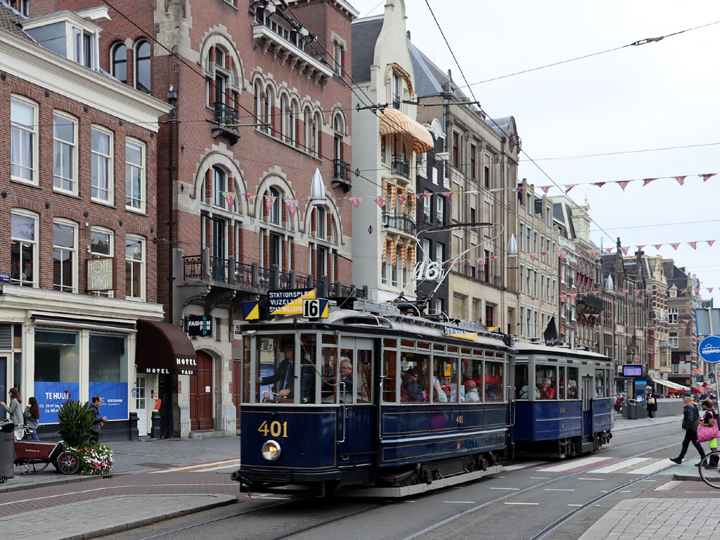 Amsterdam, Werkspoor 2-axle motor car č. 401; Amsterdam — 50th anniversary of Museumtramlijn Amsterdam