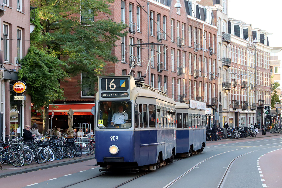 Amsterdam, Werkspoor 3-axle motor car č. 909; Amsterdam — 50th anniversary of Museumtramlijn Amsterdam