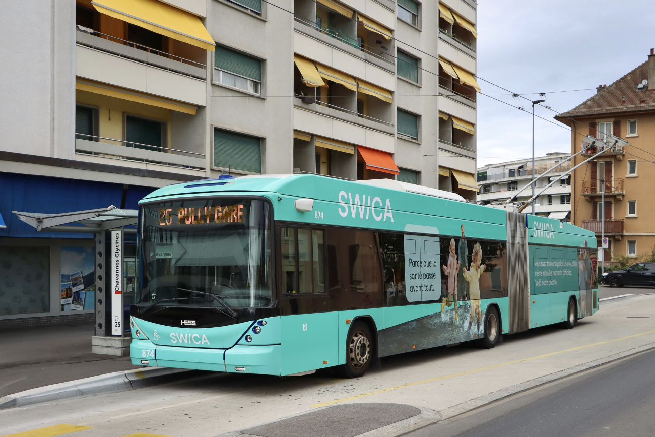 Лозанна, Hess SwissTrolley 4 (BGT-N2D) № 874