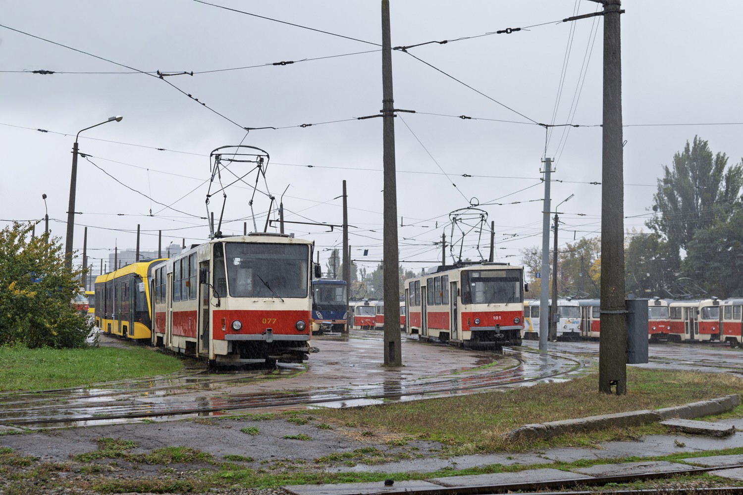 Kyiv, Tatra T6B5SU # 077; Kyiv, Tatra-Yug T6B5 # 101; Kyiv — Tramway depots: Darnytske