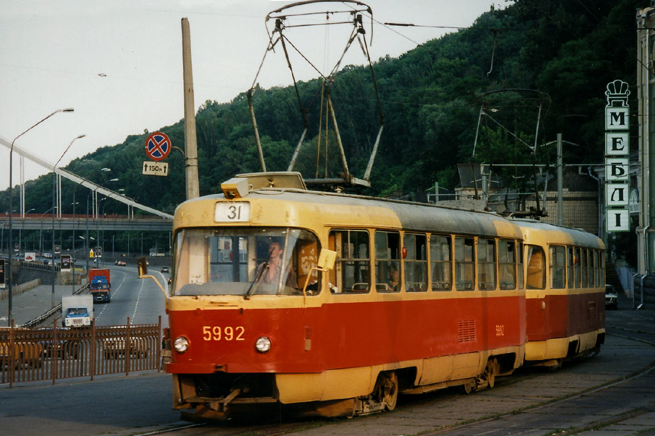 Киев, Tatra T3SU № 5992; Киев — Исторические фотографии; Киев — Трамвайные линии: Закрытые линии