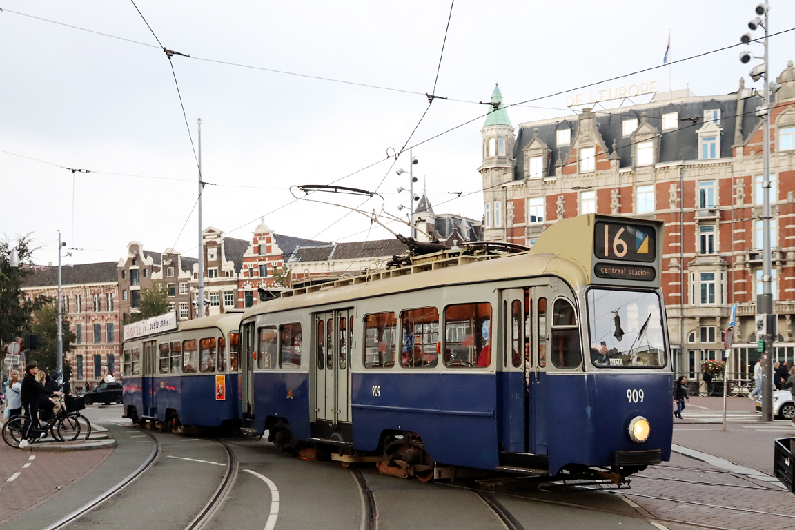 Амстердам, Трёхосный моторный Werkspoor № 909; Амстердам — 50 лет Museumtramlijn Amsterdam