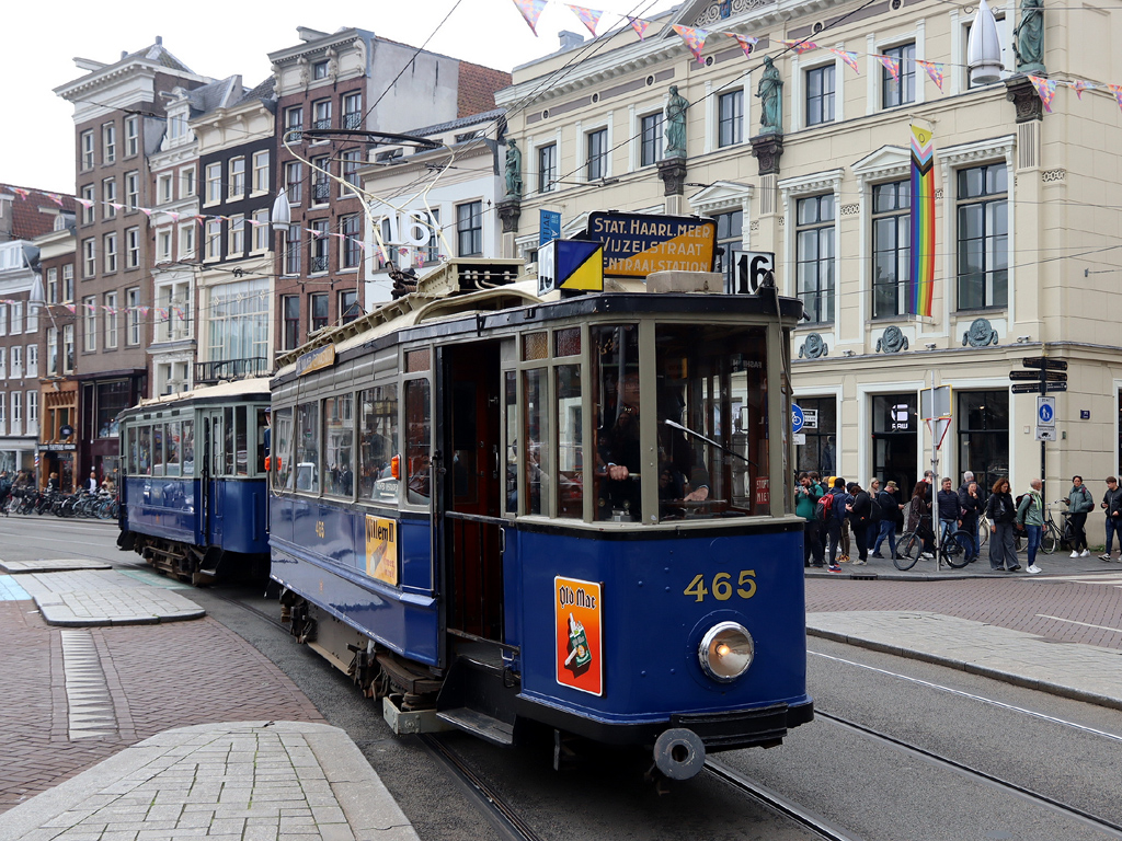 Amsterdam, Beijnes 2-axle motor car № 465; Amsterdam — 50th anniversary of Museumtramlijn Amsterdam