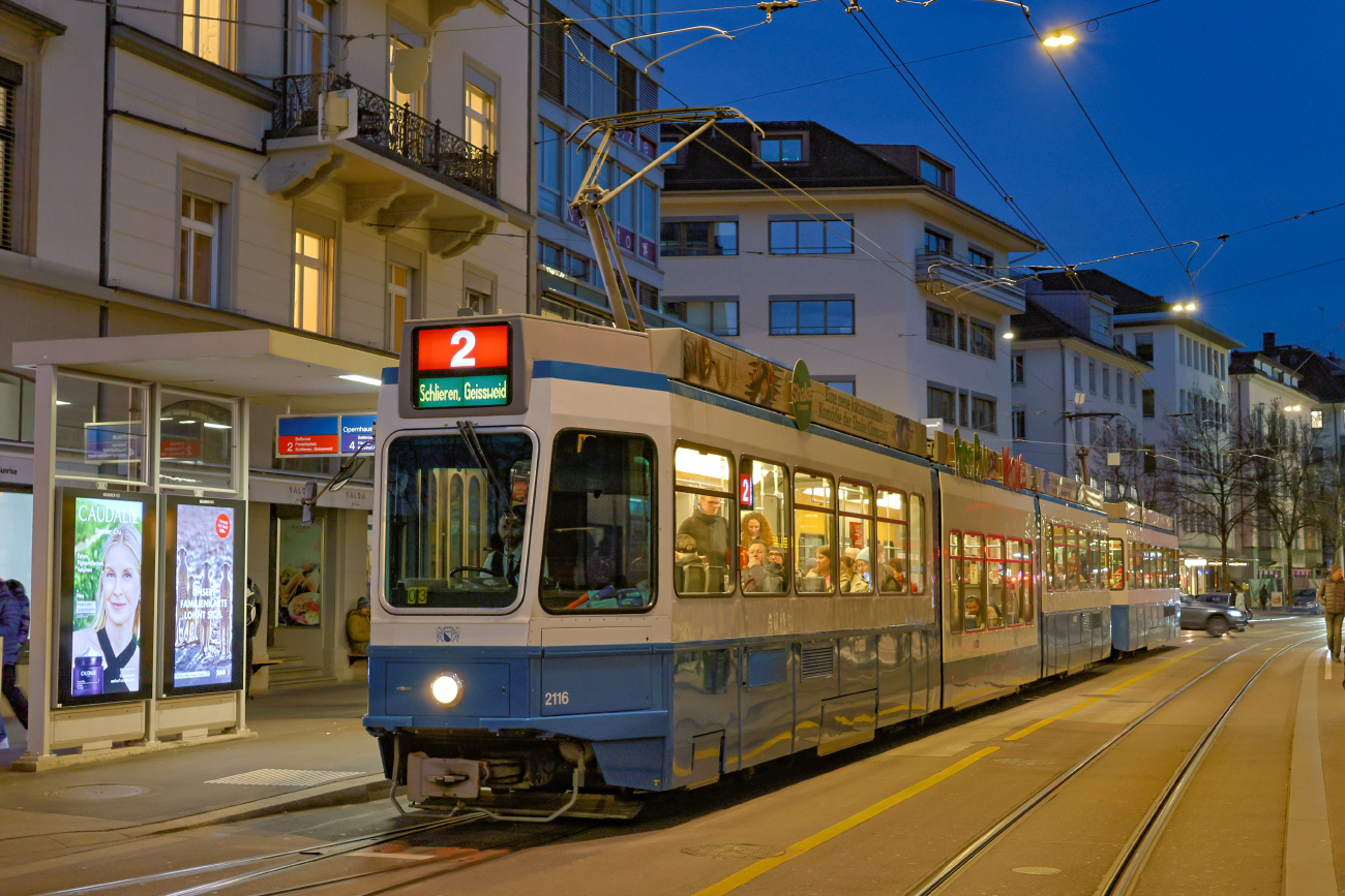 Zurich, SWP/SIG/ABB Be 4/8 "Tram 2000 Sänfte" № 2116