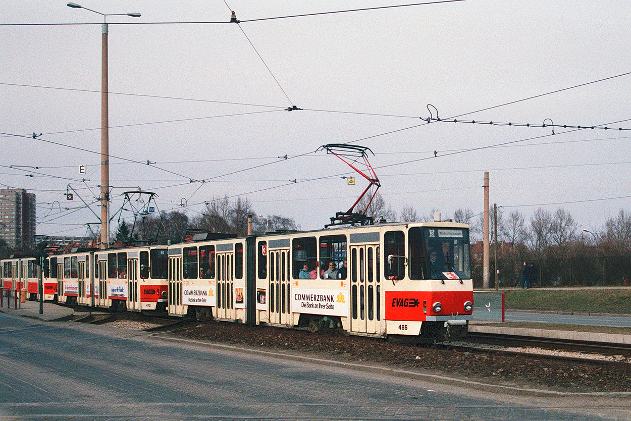 Erfurt, Tatra KT4D č. 486; Erfurt — Old photos; Erfurt — Tatra KT4D+KT4D+KT4D 3-car Trains