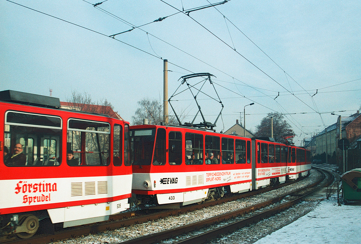 Erfurt, Tatra KT4D — 433; Erfurt — Old photos; Erfurt — Tatra KT4D+KT4D+KT4D 3-car Trains