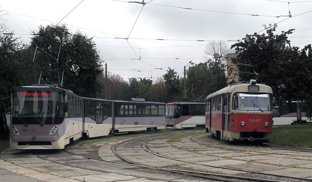 Киев, К1М8 № 502; Киев, Tatra T3SU № 5947