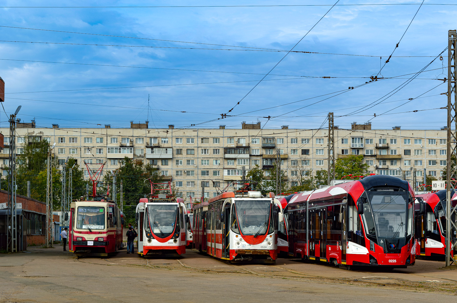 Saint-Pétersbourg, LVS-86K N°. 0646; Saint-Pétersbourg, 71-134A (LM-99AVN) N°. 0506; Saint-Pétersbourg, 71-134A (LM-99AVN) N°. 0524; Saint-Pétersbourg, 71-923M “Bogatyr-M” N°. 0225; Saint-Pétersbourg — Registered trip by tram LVS-86K № 0646 — 14.09.2025