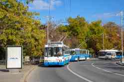 Sébastopol, ZiU-682G [G00] # 1025; Sébastopol, YMZ T2 # 1045; Sébastopol, Trolza-5265.02 “Megapolis” # 1137; Sébastopol — The exhibition dedicated to the 75th anniversary of the Sevastopol trolley (06.11.2025)