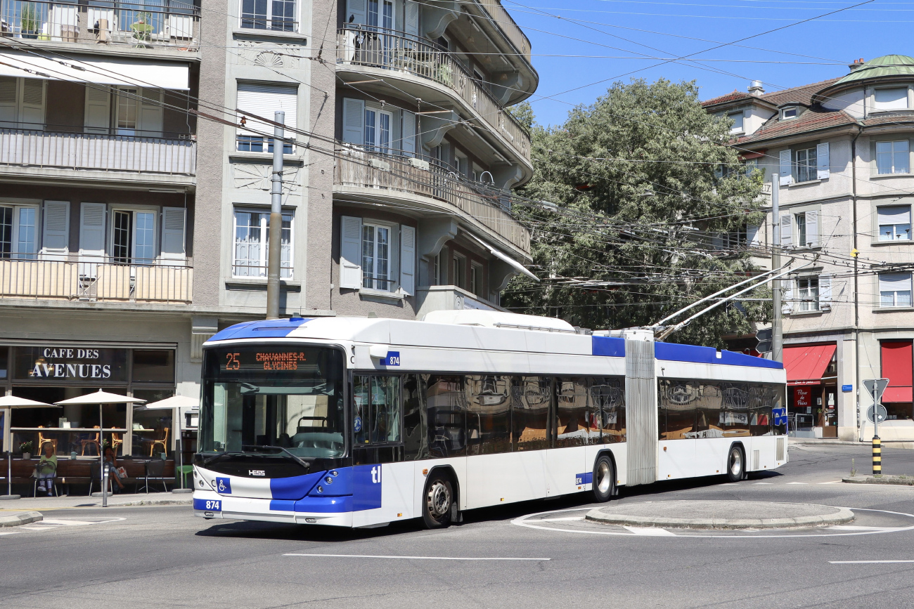 Лозанна, Hess SwissTrolley 4 (BGT-N2D) № 874