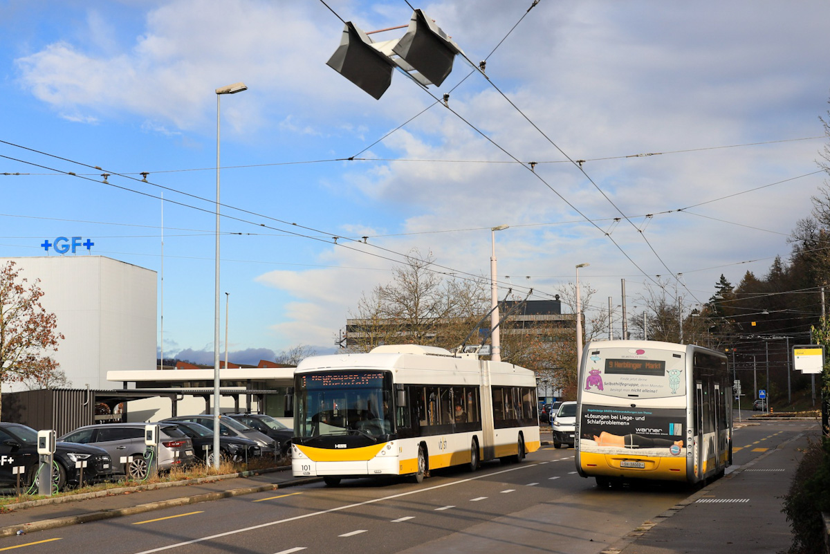 Шаффхаузен, Hess SwissTrolley 3 (BGT-N2C) № 101; Шаффхаузен, Irizar ie tram 12 № 2