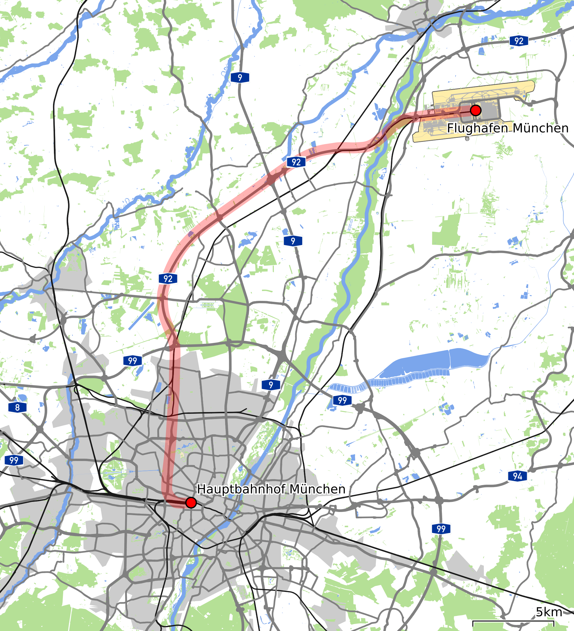 München — Maps; München — Transrapid project Munich Central Station — Airport (2000 — 2008)